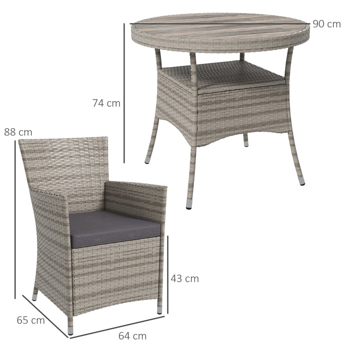 5-Piece Rattan Dining Set - Removable Cushions, Slatted Table Design, Grey Finish - Perfect for Patio, Lawn, or Balcony Dining