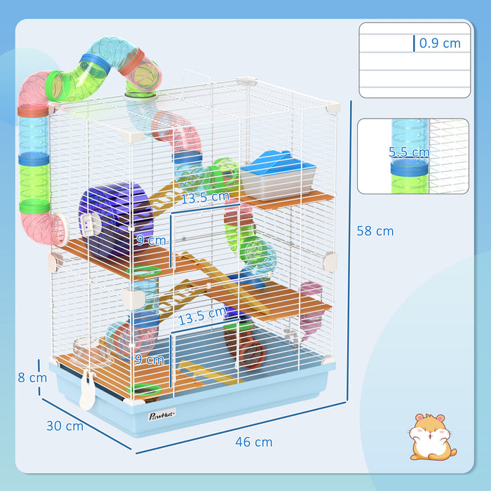 Aosom 5-Tier Hamster Cage - Spacious Pet Habitat with Exercise Wheels and Tunnel - Perfect for Active Hamsters and Small Rodents