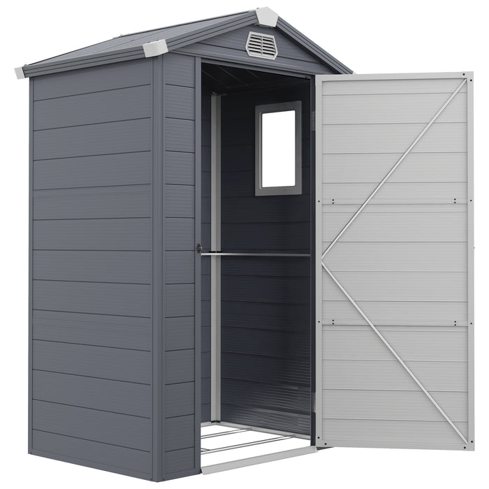 Outdoor Polypropylene Tool Shed 4x3 with Foundation Kit - Ventilated, Lockable Storage Unit for Garden Equipment - Ideal for Secure Organization in Any Backyard