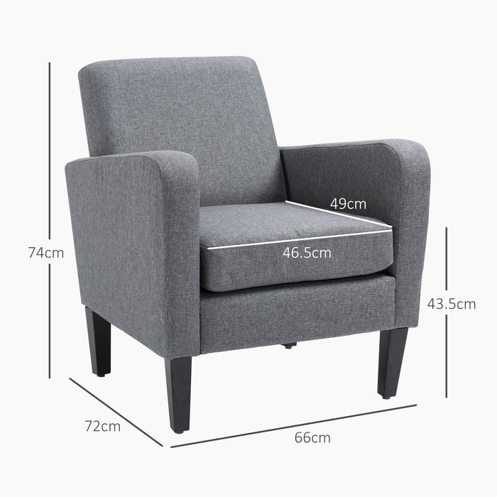 Modern Armchair Duo - Rubber Wood Legs, Upholstered Accent Chairs, Single Sofa Design - Perfect for Living Room and Bedroom Comfort