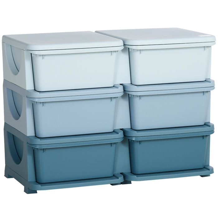 Kids' 6-Drawer Storage Organizer - Vibrant Blue, Space-Saving Design - Ideal for Children's Room Clutter Control