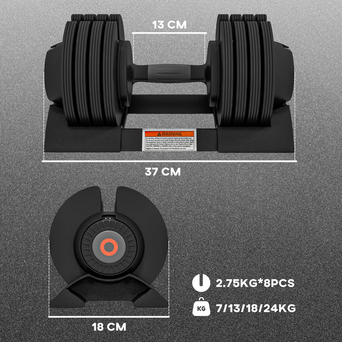 4-in-1 Adjustable Dumbbell Set - Versatile Weights with Storage Tray & Non-Slip Grip, 7-24KG Range - Perfect for Home Gym & Fitness Enthusiasts