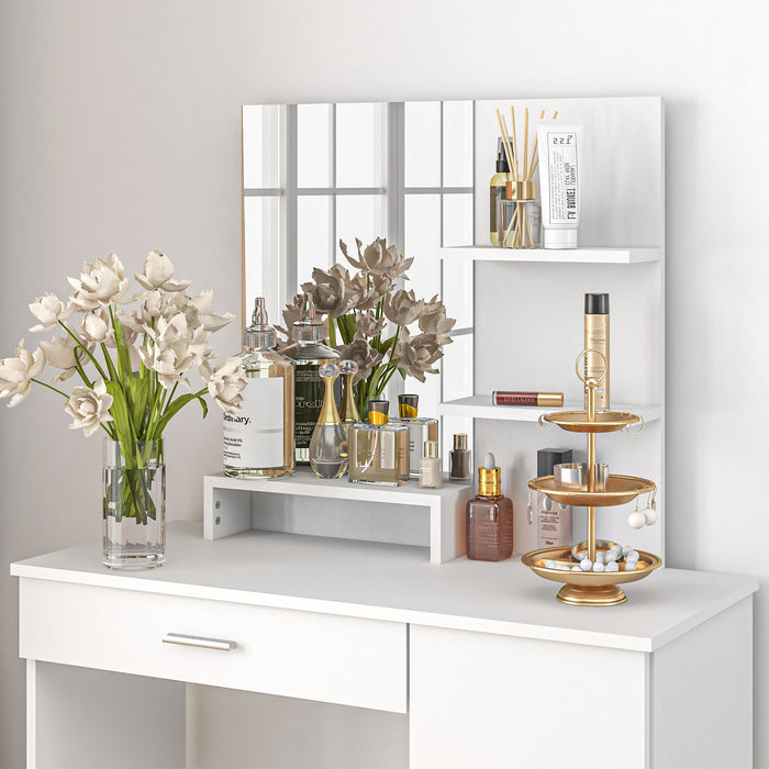 Modern White Dressing Table with Ample Storage - Elegant Furniture for Bedroom or Dressing Room - Ideal for Organization and Stylish Decor