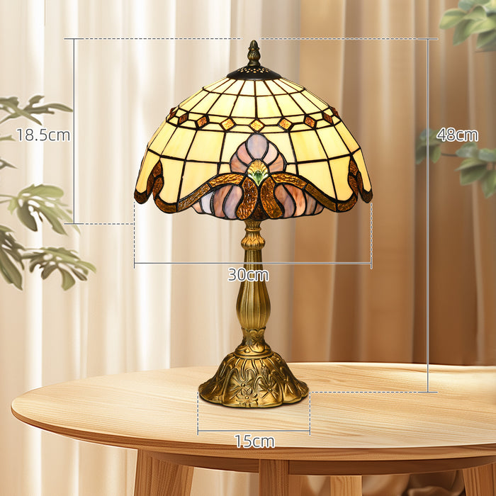 Artisan Stained Glass - Vintage-Style Bedside Table Lamp with Decorative Night Light - Ideal for Bedroom, Living Room Ambiance