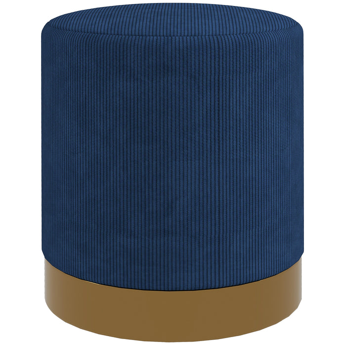 Corduroy Upholstered Footrest - Soft Padded Design in Dark Blue - Comfortable Seating Solution for Living Room