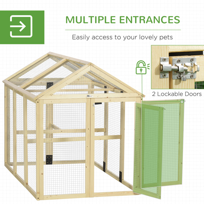 Expandable Wood Chicken Coop - Large Outdoor Run with Natural Wood Finish - Perfect for Backyard Poultry Enthusiasts