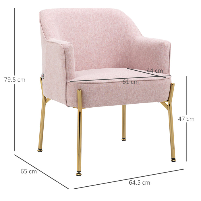 Elegant Pink Accent Chairs with Gold Legs - Plush Armchair Set for Living Room & Bedroom, Vanity Seat Duo - Ideal for Home Comfort & Café Aesthetics