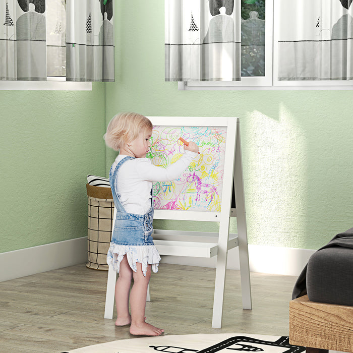 2-in-1 Toddler Art Easel - Double-Sided Whiteboard & Blackboard with Storage - Creative Play for Kids Aged 18-48 Months