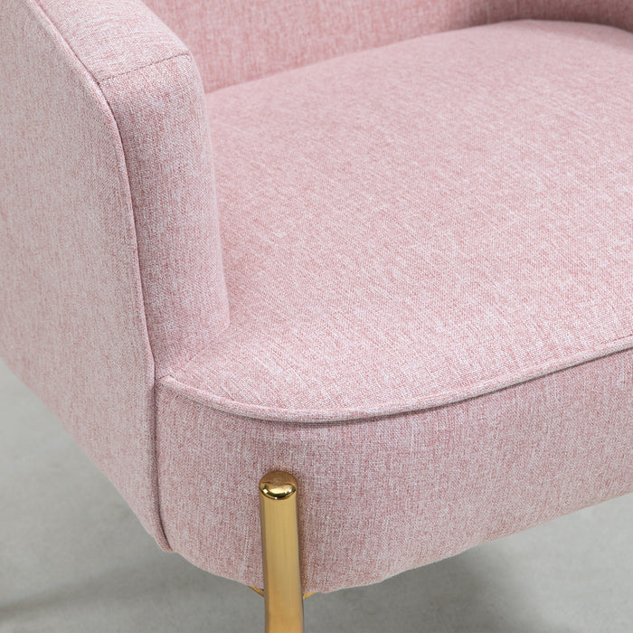 Elegant Pink Accent Chairs with Gold Legs - Plush Armchair Set for Living Room & Bedroom, Vanity Seat Duo - Ideal for Home Comfort & Café Aesthetics