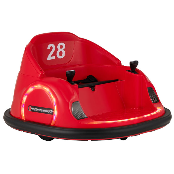 Kids Ride on Battery Powered Bumping Car with Flashing LED Lights-Red