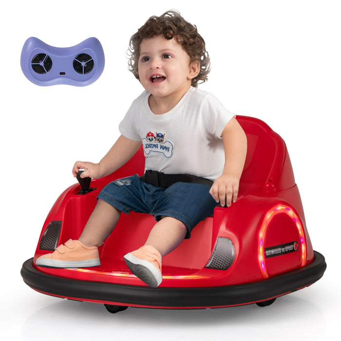 Kids Ride on Battery Powered Bumping Car with Flashing LED Lights-Red