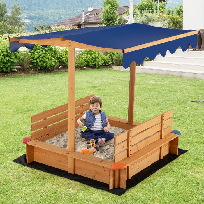 Wooden Sandbox for Kids - With Protective Canopy, Ideal for Backyard, Garden, and Lawn - Perfect Outdoor Play Equipment for Children at Home