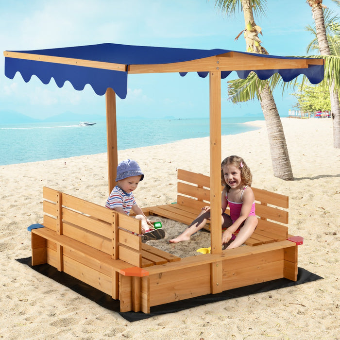 Wooden Sandbox for Kids - With Protective Canopy, Ideal for Backyard, Garden, and Lawn - Perfect Outdoor Play Equipment for Children at Home