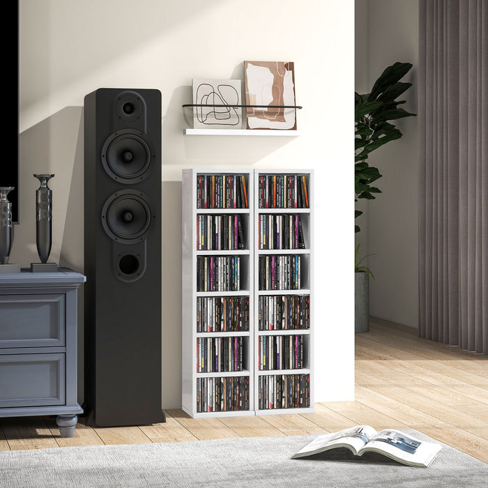 CD Storage Unit Twin Pack - 102-Disc Capacity in High Gloss White - Ideal for Music and Movie Collectors