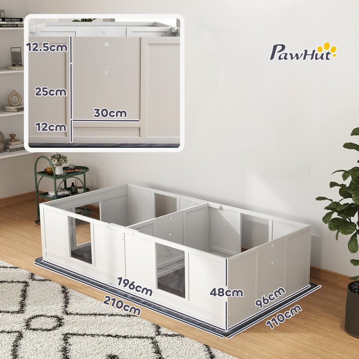 PawHut Two Room Design Whelping Box for Dogs with Whelping Pad, Clear Panels, Adjustable Entrance, for Medium Dogs, 196 x 96cm