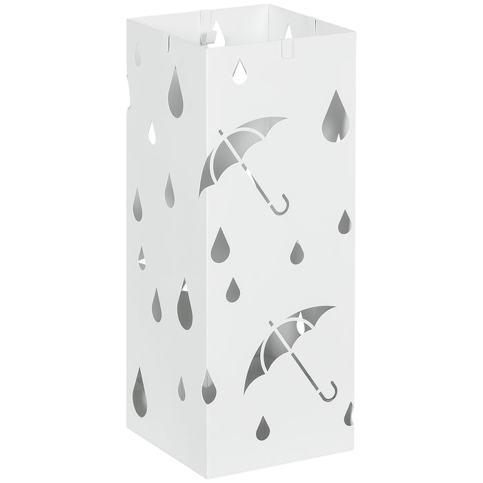 Umbrella Storage Rack - Sturdy Six-Slot Steel Organizer in White - Space-Saving Solution for Entryways