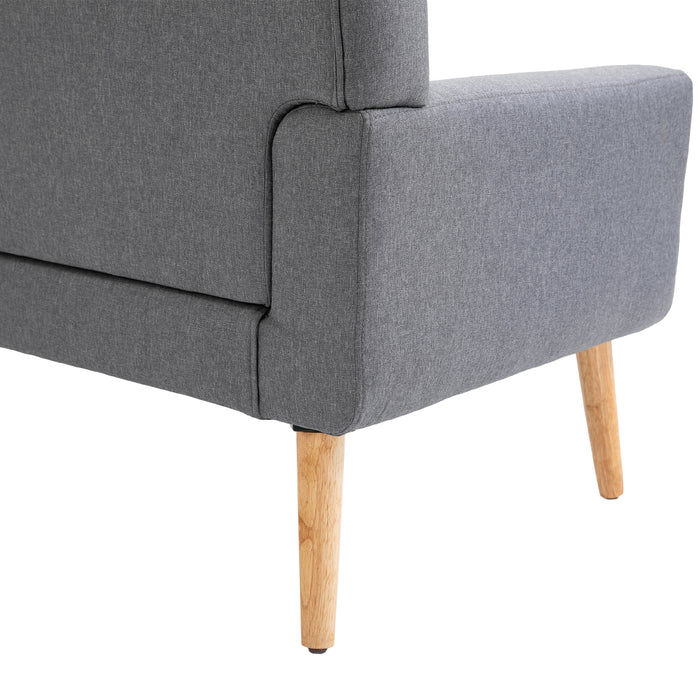 Nordic Padded Wooden Armchair - Single Cushion with Button Tufted Seat and Sponge Padding - Ideal for Scandinavian-Styled Living Room or Bedroom Comfort