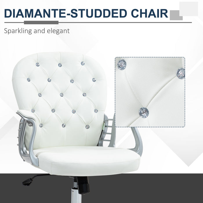 Ergonomic 360° Swivel Office Chair - PU Diamond-Pattern Padding & Durable 5-Castor Wheel Base - Ideal for Home Office Comfort and Style