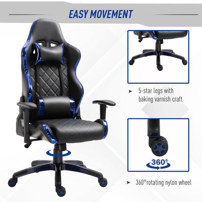 Ergonomic Holographic Stripe Gaming Chair - PU Leather, 360° Swivel, High Back with Lumbar & Neck Pillows - Designed for Gamers and Comfort-Seeking Professionals