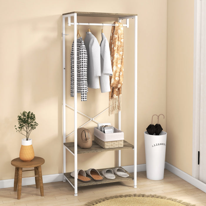 Hallway Storage Organizer with Coat Hooks and Shoe Bench - Versatile Grey Finish - Ideal for Entryway Clutter Control