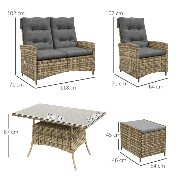 Six-Piece Rattan Garden Furniture Set - Reclining Chairs in Elegant Grey - Perfect for Outdoor Relaxation and Entertaining Guests