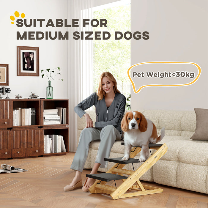 Adjustable 3-Step Dog Ramp - Non-Slip Pet Stairs for Medium-Sized Dogs, Foldable Design - Easy Access to Bed and Sofa for Pets