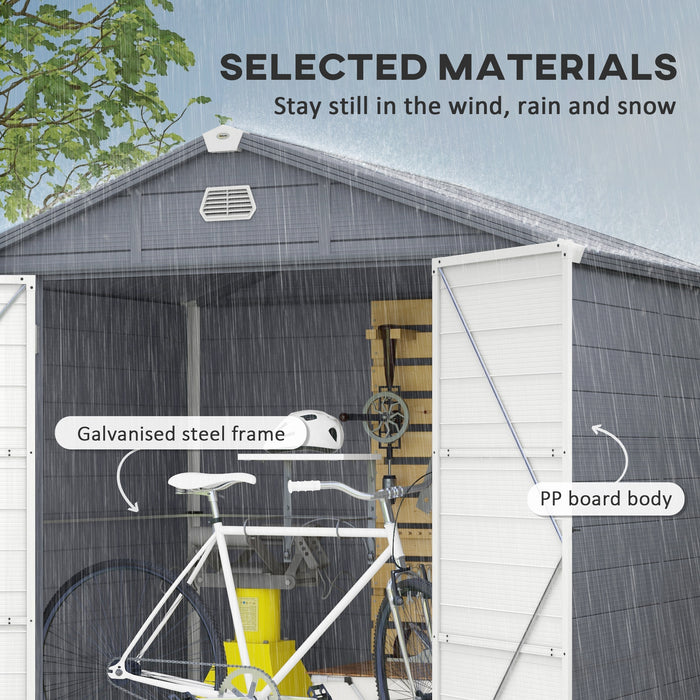 Polypropylene Outdoor Storage Tool House - 8x6ft Garden Shed with Foundation Kit, Ventilation, and Lockable Door - Ideal for Secure Equipment and Tool Storage