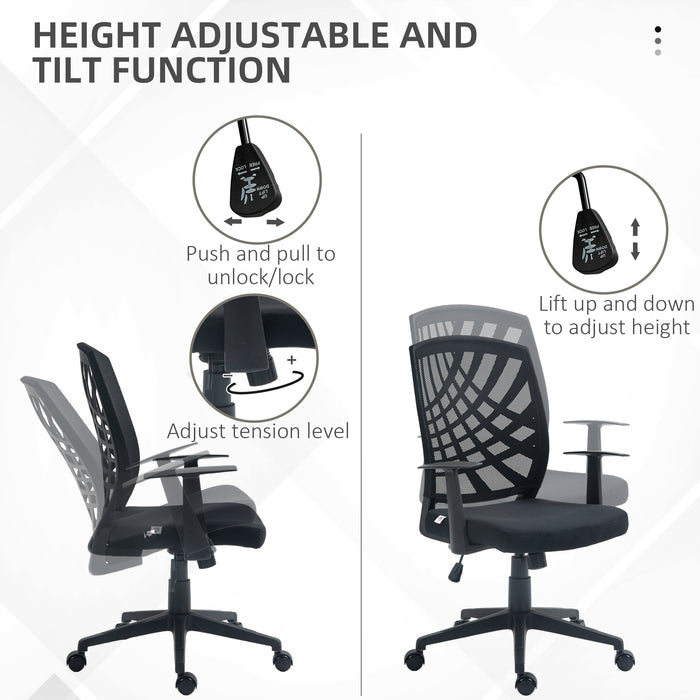 Ergonomic Mesh Desk Chair - Height Adjustable and Swivel Wheels - Comfortable Seating for Home Office Use