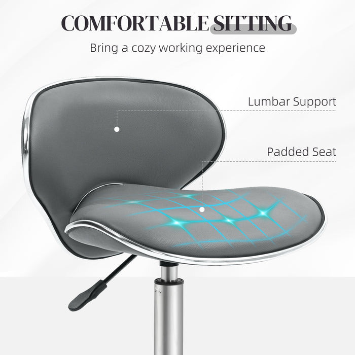 Comfortable Grey Salon Stool - Adjustable, Rolling, Swivel Seat for Beauty Spas - Ideal for Estheticians and Tattoo Artists