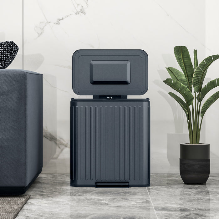 Dual 40L Kitchen Recycling & Waste Bin - Fingerprint-Proof Pedal Operation, Soft-Close Lid, Twin 20L Compartments - Ideal for Efficient Home Waste Management