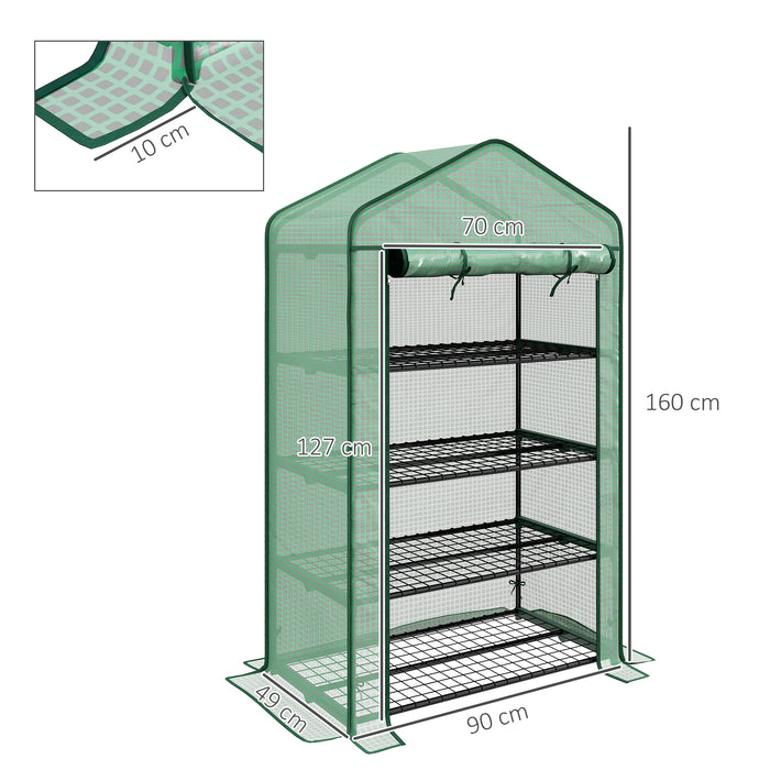 Four-Tier Mini Greenhouse - Sturdy Construction with Reinforced Plastic Cover - Ideal for Seedling Growth and Plant Protection