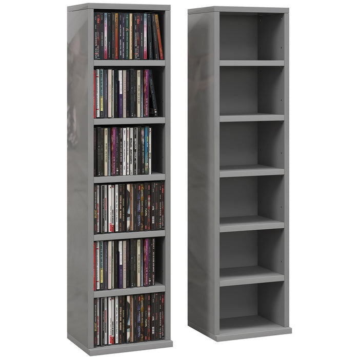 CD Storage Unit Pair with 102 Capacity - Sleek High Gloss Grey Finish - Ideal for Music Collectors and Organizational Enthusiasts