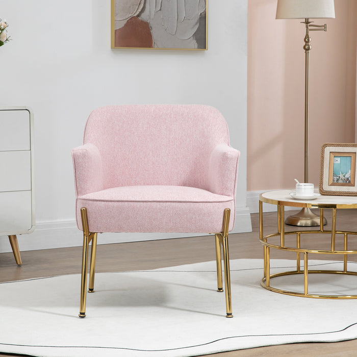 Elegant Pink Accent Chairs with Gold Legs - Plush Armchair Set for Living Room & Bedroom, Vanity Seat Duo - Ideal for Home Comfort & Café Aesthetics