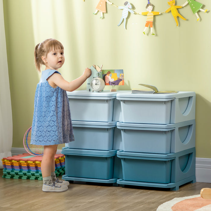 Kids' 6-Drawer Storage Organizer - Vibrant Blue, Space-Saving Design - Ideal for Children's Room Clutter Control