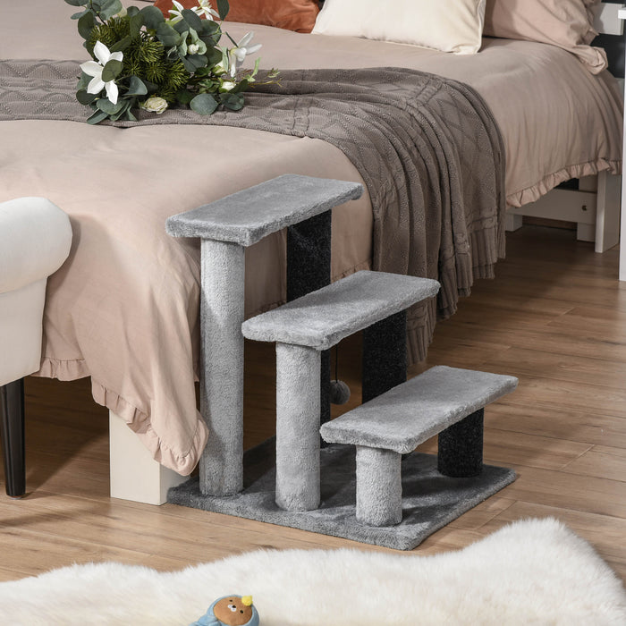 Pet Staircase with Integrated Scratching Posts - Multi-Level Platforms and Playful Toy Ball for Cats - Enhancing Mobility and Entertainment for Pets