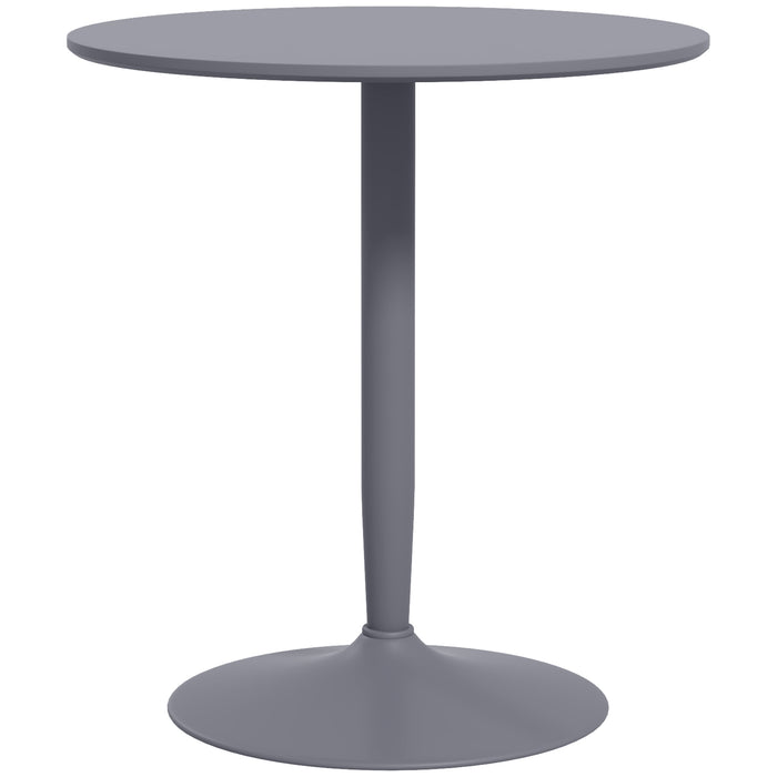 Modern Round Dining Table - Steel Base with Non-slip Foot Pad for Stability - Space-Saving Design Ideal for Small Dining Areas, Grey Finish