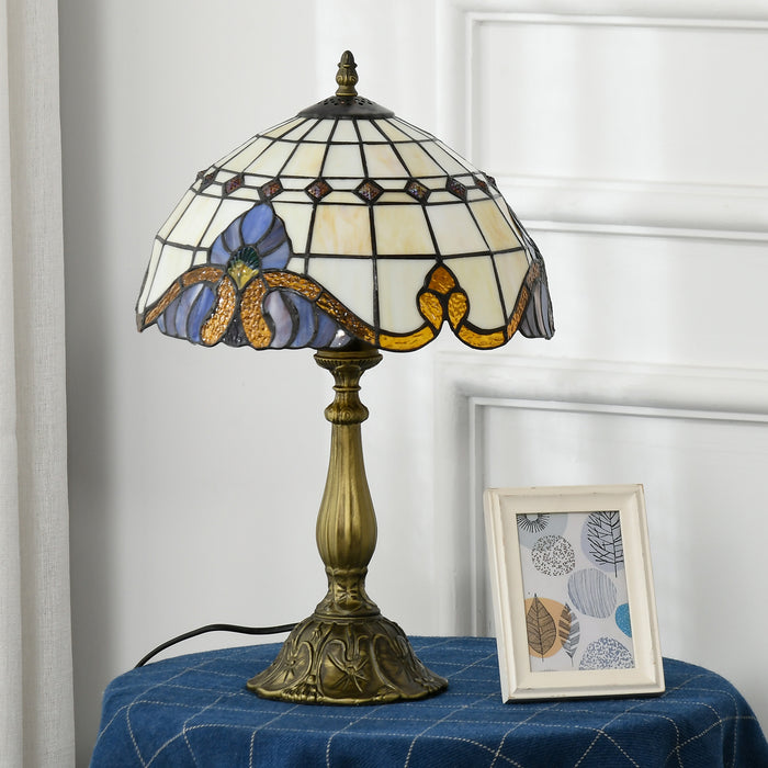 Artisan Stained Glass - Vintage-Style Bedside Table Lamp with Decorative Night Light - Ideal for Bedroom, Living Room Ambiance