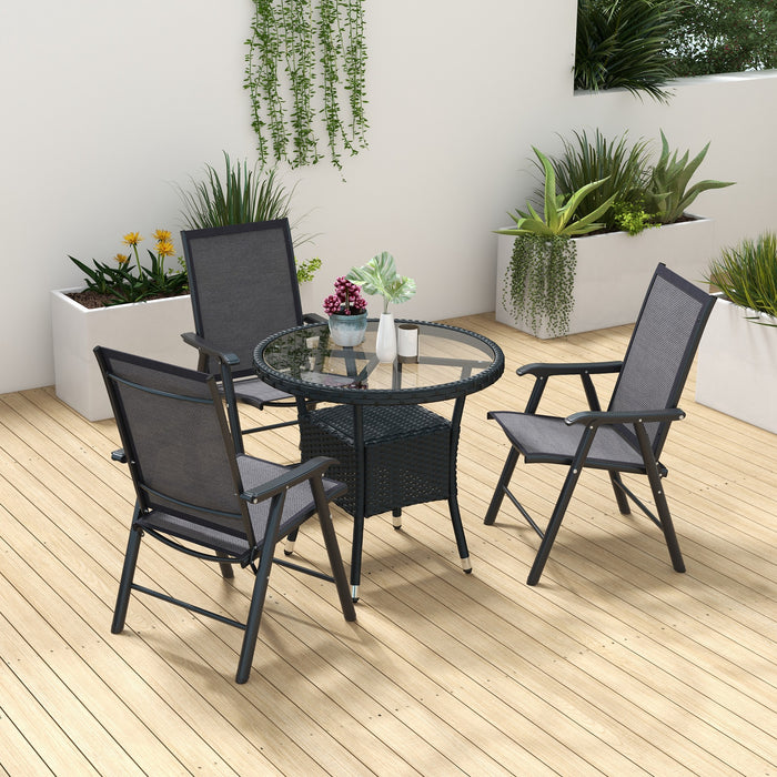 Foldable Garden Chair 6-Piece Set - Metal Frame Patio Seating with Breathable Mesh - Outdoor Dining Solution for Parks & Patios, Dark Grey