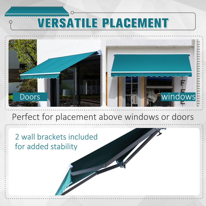 Motorised Garden Awning 3x2.5m - Electric Retractable Canopy with LED & Remote Control, Outdoor Patio Shelter - Ideal for Gardens & Patios, Manual Operation Option, Green