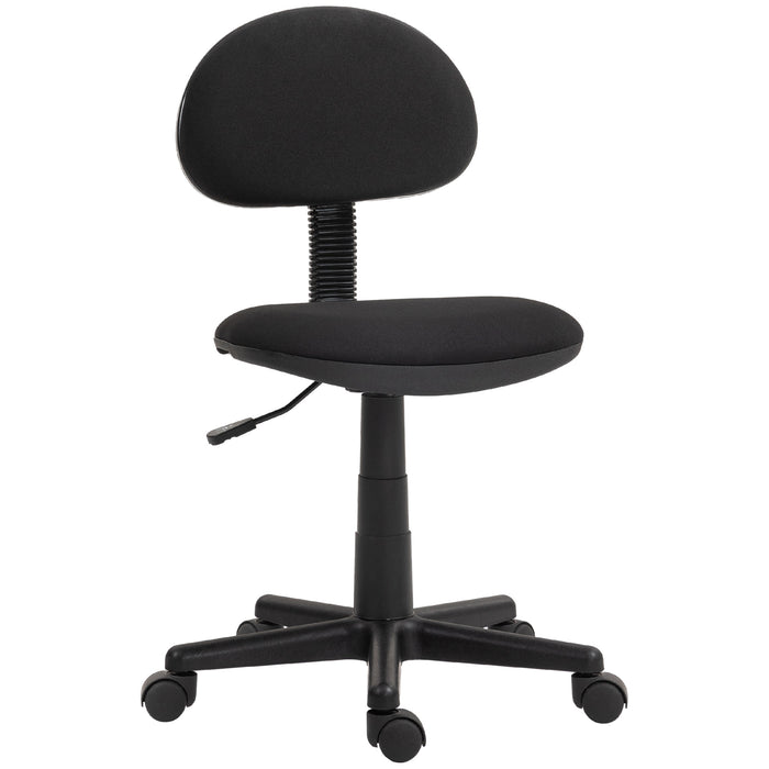 Armless Swivel Desk Chair in Black - Ergonomic and Space-Saving Design - Ideal for Small Workspaces & Home Offices