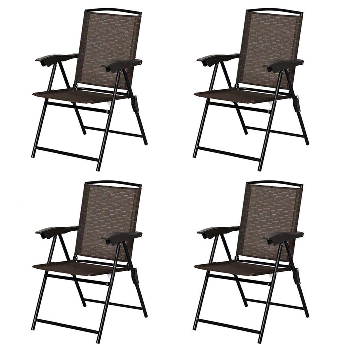 4-Piece Outdoor Furniture Set - Patio Folding Chairs & Portable Garden Armchairs with Adjustable Backrest - Ideal for Backyard, Camping, Picnic, or Beach Use