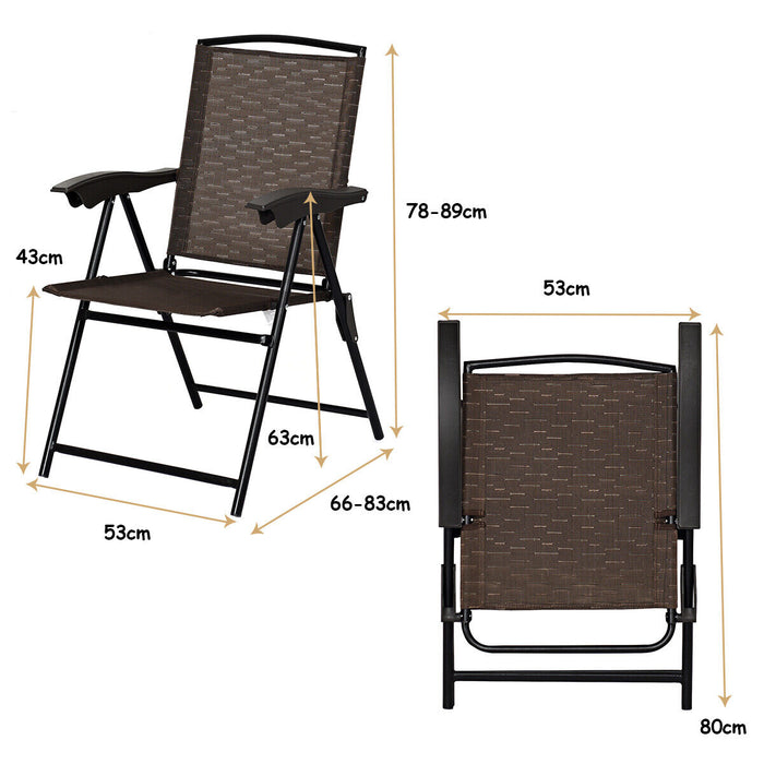 4-Piece Outdoor Furniture Set - Patio Folding Chairs & Portable Garden Armchairs with Adjustable Backrest - Ideal for Backyard, Camping, Picnic, or Beach Use