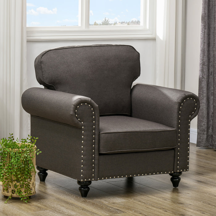 Mid-Century Modern Armchair - Dark Brown with Pocket Spring Comfort - Ideal for Elegant Home Decor and Relaxation