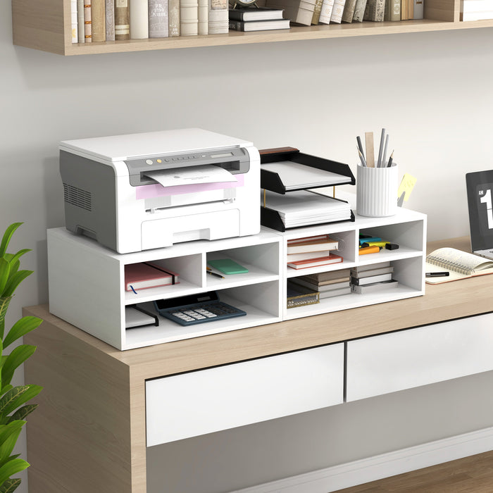 Three-Compartment Printer Storage Cabinet - Organize Your Office with a Sleek White Design - Ideal for Keeping Printers, Paper, and Accessories Tidy