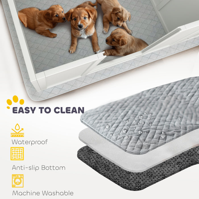 PawHut Two Room Design Whelping Box for Dogs with Whelping Pad, Clear Panels, Adjustable Entrance, for Medium Dogs, 196 x 96cm