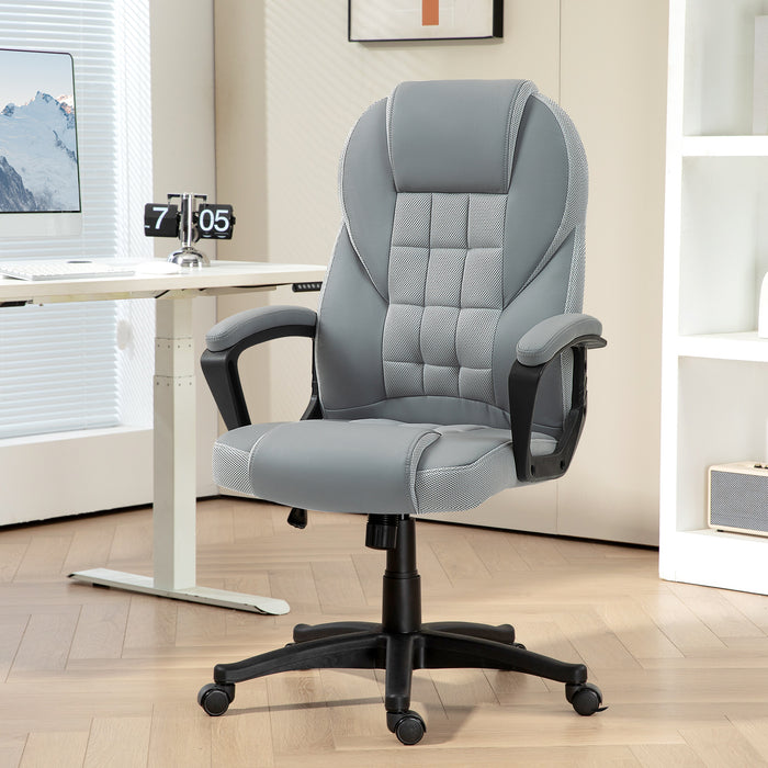 HOMCOM Faux Leather Office Chair - Grey | Aosom UK