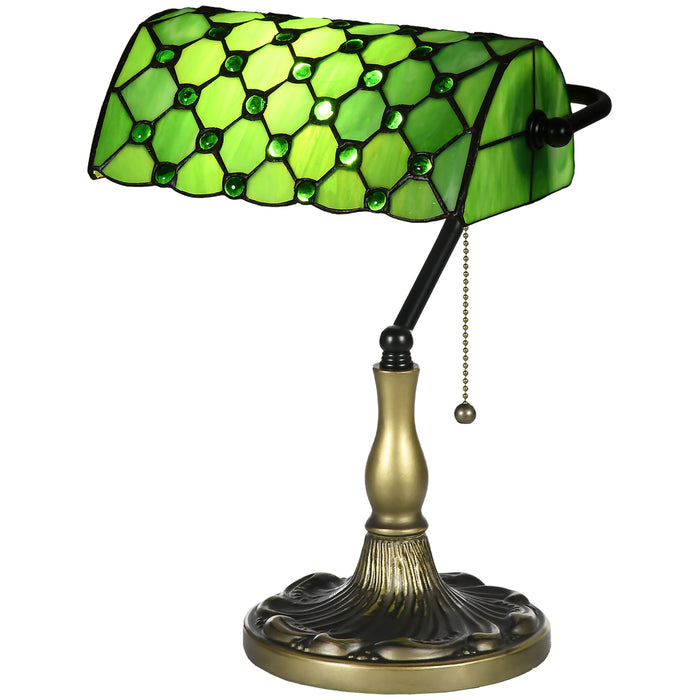 Handcrafted Stained Glass Table Lamp - Antique Bedside Light Fixture for Home & Nightstand Decor, Green - Ideal for Bedroom Ambiance & Living Room Elegance