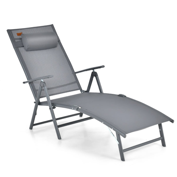 Grey Portable Reclining Chair - 7 Adjustable Position Backrest and Handrail Features - Ideal for Comfortable Seating and Relaxation Solutions