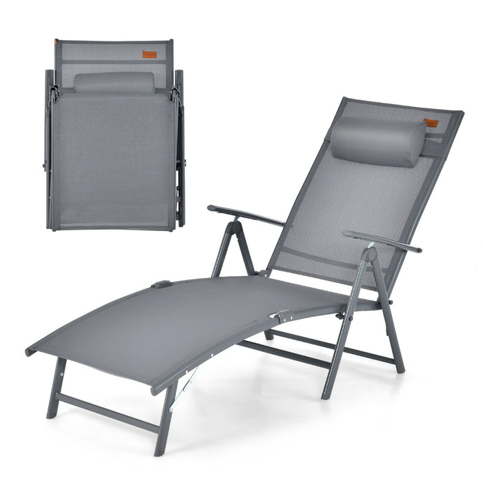 Grey Portable Reclining Chair - 7 Adjustable Position Backrest and Handrail Features - Ideal for Comfortable Seating and Relaxation Solutions