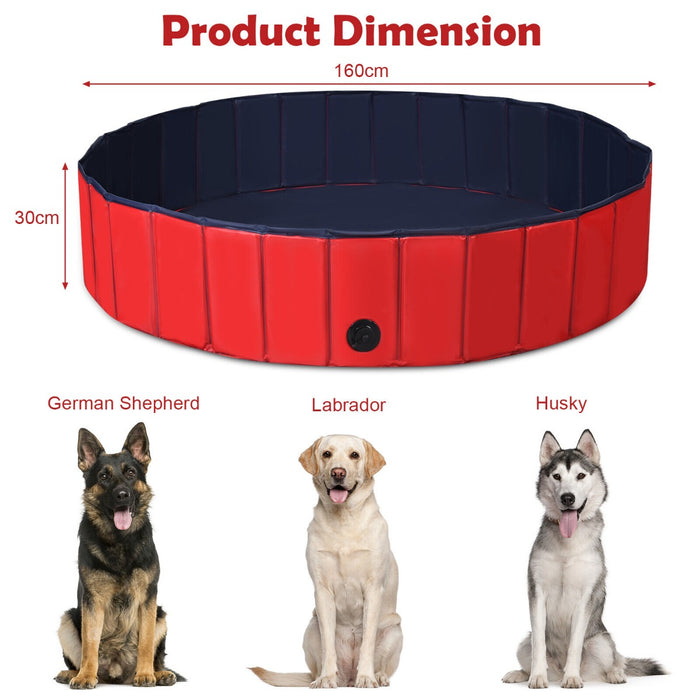 XXL - Foldable Pet Bath Swimming Pool with Rotatable Drain Valve in Red - Ideal for Large Pets or Multiple Small Pets for Easy Bathing and Fun Swimming Experience